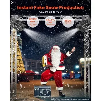 VEVOR Schneemaschine, 650-W-Schneekanone, Kunstschneeerzeuger, Schneeflockenmaschine, Kunstschneeflockenmaschine für den Innen- & Außenbereich für Feiertage, DJ-Partys, Weihnachtsdekoration VEVOR Schneemaschine, 650-W-Schneekanone, Kunstschneeerzeuger, Schneeflockenmaschine, Kunstschneeflockenmaschine für den Innen- & Außenbereich für Feiertage, DJ-Partys, Weihnachtsdekoration