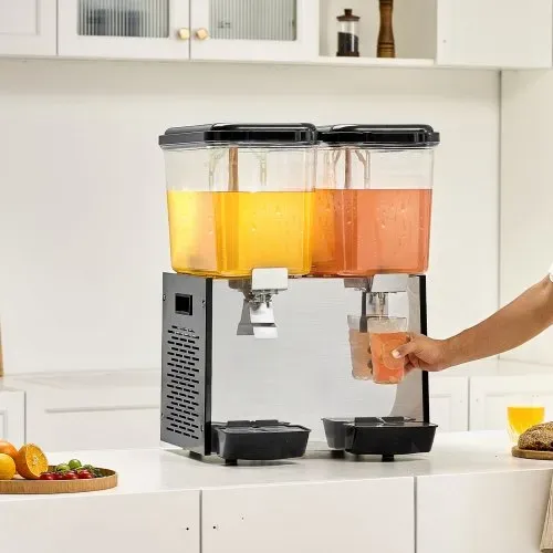 VEVOR kommerzieller Getränkespender mit 2 Tanks, Saftspender 18 L (pro Tank), 370 W Edelstahl Eistee-Getränkeautomat mit 7–12 °C Kühltemperatur, für Kaltgetränke Restaurant Bar Party Buffet Catering – Bild 7