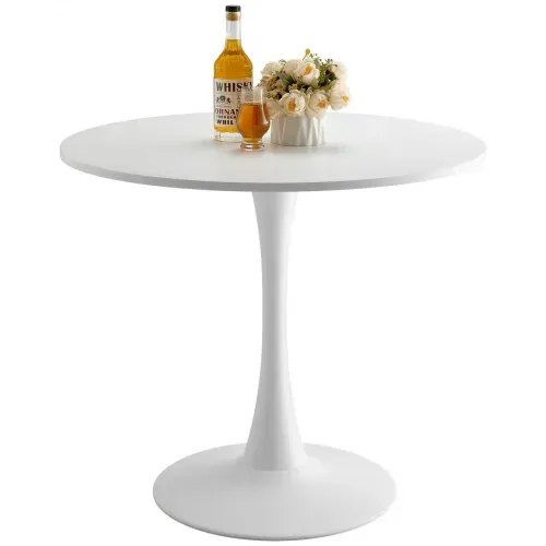 VEVOR runder Esstisch Küchentisch Holztisch (80 cm / 113,4 kg belastbar) für 2–4 Personen, moderne Bürotische mit Säulenfuß im Tulpendesign, für Küche zu Hause Wohnzimmer, weiß (nur Tisch) – Bild 8