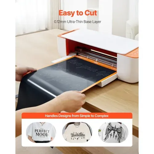 VEVOR Vinylfolie Wärmeübertragung Transferfolie (304,8 x 15240 mm), glänzend schwarze HTV-Bügelvinylrolle, kompatibel mit Schneidemaschinen, für verschiedene Materialien T-Shirts Kissen Hüte VEVOR Vinylfolie Wärmeübertragung Transferfolie (304,8 x 15240 mm), glänzend schwarze HTV-Bügelvinylrolle, kompatibel mit Schneidemaschinen, für verschiedene Materialien T-Shirts Kissen Hüte