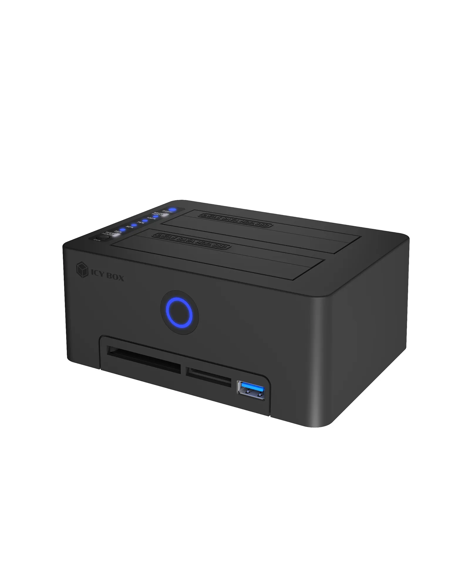ICY BOX IB-1233CL-CR, HDD Docking & Klonstation mit Kartenlesern CF + SD und USB Hub, USB 3.2 Gen1 (5 Gbit/s) ICY BOX IB-1233CL-CR, HDD Docking & Klonstation mit Kartenlesern CF + SD und USB Hub, USB 3.2 Gen1 (5 Gbit/s)