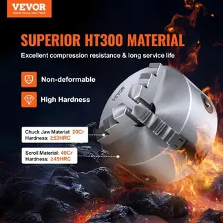 VEVOR Drehbankfutter K11-160 160mm Dreibackenfutter HT300-Material 3 Backenfutter Klemmbereich 3,5–160mm 3-Backen, 20Cr, ≥53HRC φ45mm Bohrung Spannfutter Drechselbank Selbstzentrierend VEVOR Drehbankfutter K11-160 160mm Dreibackenfutter HT300-Material 3 Backenfutter Klemmbereich 3,5–160mm 3-Backen, 20Cr, ≥53HRC φ45mm Bohrung Spannfutter Drechselbank Selbstzentrierend