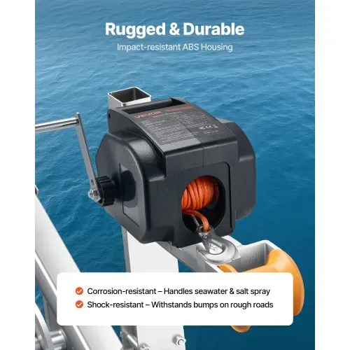 VEVOR Elektrische Seilwinde, 12 V DC 300 W, umkehrbare Bootwinde für Boote bis 900 kg, Power-In-, Power-Out- & Freilaufbetrieb für Boote mit kabelgebundener Fernbedienung & Handkurbel – Bild 5