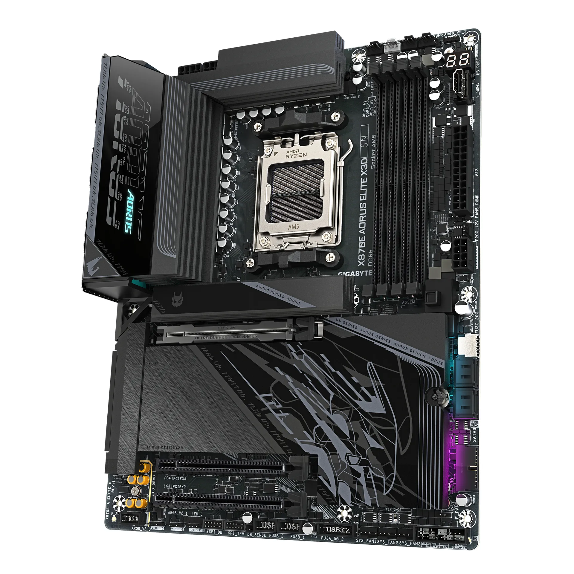 GIGABYTE X870E AORUS ELITE X3D Mainboard – Unterstützt AMD Ryzen 9000 Prozessoren, 16+2+2-Phasen Digital-VRM, bis zu 9000 Hz DDR5 (OC), 2 x PCIe 5.0 + 2 x PCIe 4.0, Wi-Fi 7, 5 GbE LAN, USB 4 – Bild 4