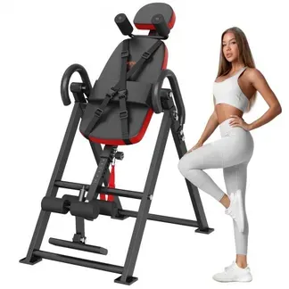 VEVOR Inversionstisch, Inversionsbank, 136 kg belastbar, Multifunktionsgerät Rückentrainer, klappbares Krafttrainingsgerät mit Kopfstütze, Knöchelverriegelung, verstellbarem Schutzgurt, Rot + Schwarz VEVOR Inversionstisch, Inversionsbank, 136 kg belastbar, Multifunktionsgerät Rückentrainer, klappbares Krafttrainingsgerät mit Kopfstütze, Knöchelverriegelung, verstellbarem Schutzgurt, Rot + Schwarz