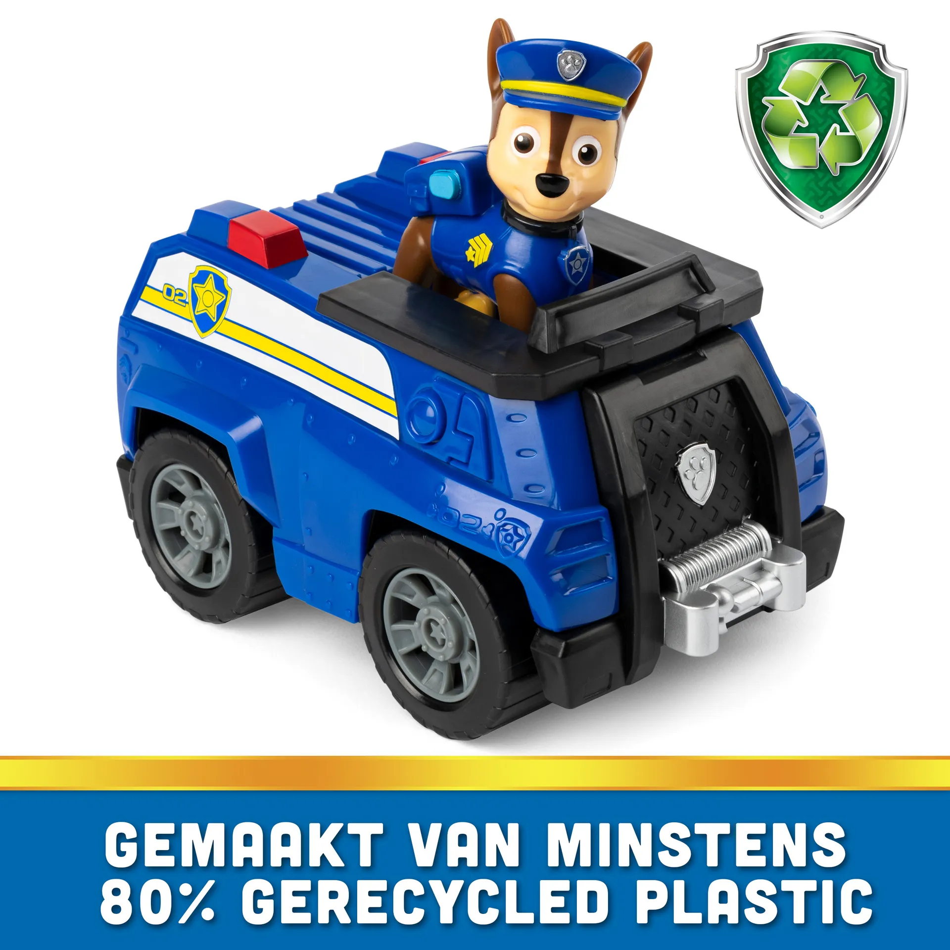 PAW Patrol , Polizei-Fahrzeug mit Chase-Figur (Sustainable Basic Vehicle/Basis Fahrzeug) – Bild 3