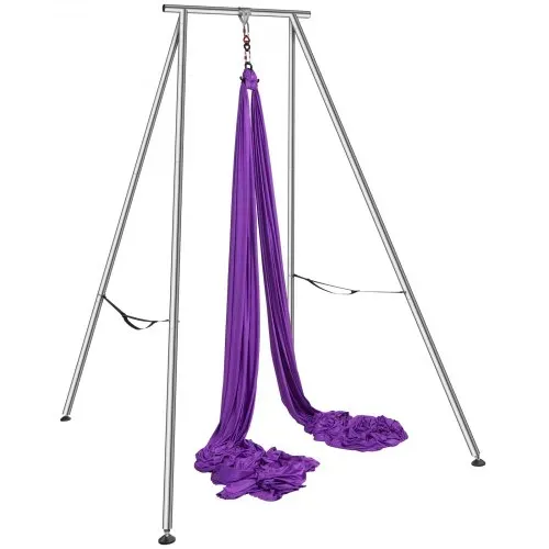 VEVOR Aerial Yoga Hängematte mit Yogarahmen 12 x 2,6 m, Lila Yoga Swing Air Fliegen, Yoga-Schaukel Hammock Swing 250 kg Max. Tragfähigkeit, inkl. Yoga-Socken & Fußpolster, Anti-Gravity-Übungen – Bild 8