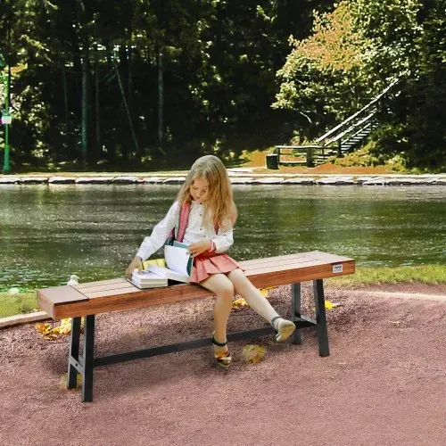 VEVOR Gartenbank, 160 cm Große Gartenbank aus Holz mit Metallbeinen für den Außenbereich, 227 kg Tragkraft, Gartenparkbank, Essbank, Terrassenbank für Garten, Park, Hof, Veranda usw. – Bild 7