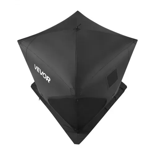 VEVOR Eisangelzelt Eisfischerzelt für 3-4 Personen 1,8x1,8x2 m Angelzelt, Eisschutzzelt für Winterangeln, 3,13 m² Fläche, 300D Oxford-Gewebe, Hub-Style-Zelt mit Ankern, Seile, Tragetasche, Schwarz – Bild 10