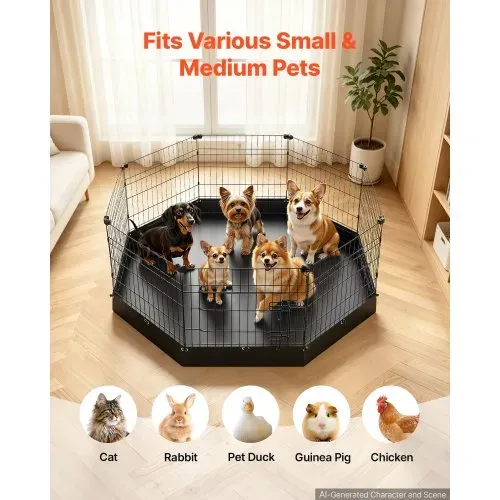 VEVOR Welpenauslauf Welpenlaufstall Welpenzaun 61cm 8-tlg. mit Bodenmatte, Spielplatz für Kleine Hunde Katzen & Andere Kleintiere Faltbar Durch die Verschiedenen Formen Vielfältig Einsetzbar – Bild 4