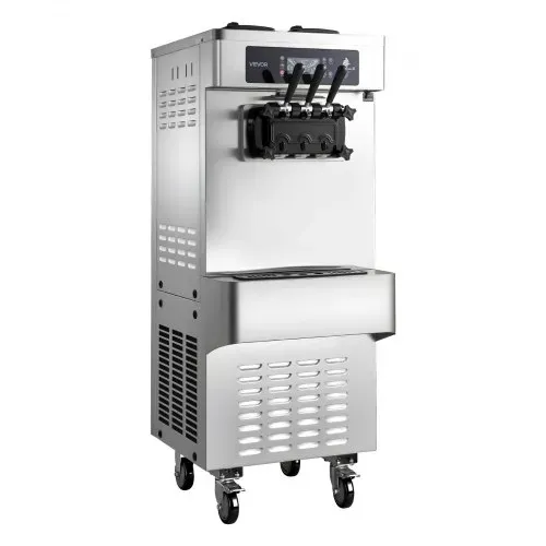 VEVOR Freistehende Softeismaschine 20-28 L/h, Speiseeisbereiter 2200 W, Gewerbliche Eiscrememaschine mit 3 Aromen & 2 x 6-Liter-Behältern & Vorkühlung & Warnfunktion bei Niedrigem Mischungsstand – Bild 9