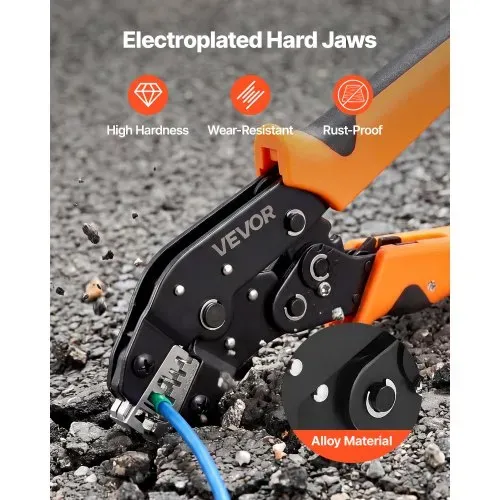 VEVOR Crimpzange Ratschenfunktion 0,25-4 mm², Kabelschuhzange mit Klaren Metrischen & AWG-Markierungen, Schnellverschluss, Presszange Einstellbarer Anpressdruck für Mehrere Anschlüsse – Bild 3