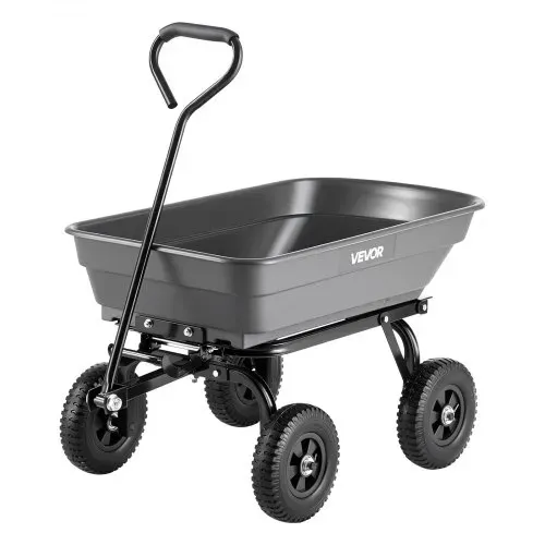 VEVOR Gartenwagen mit Kippfunktion, 272kg Belastbarer Bollerwagen 270° Drehbarer Transportwagen für Gartenarbeit aus Kunsttoff & Stahl mit 10 Zoll Kunststoffreifen, Kippwagen für Rasen, Kies & Schlamm – Bild 9