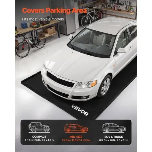 VEVOR Auffangmatte PVC-Garagenbodenmatte rutschfest (2,4 x 5,5 x 0,03 m) mit Abziehbesen, strapazierfähiger & wasserdichter Auffangschutz Bodenschutz vor Schnee Regen Schlamm, Garagenmatte Schwarz VEVOR Auffangmatte PVC-Garagenbodenmatte rutschfest (2,4 x 5,5 x 0,03 m) mit Abziehbesen, strapazierfähiger & wasserdichter Auffangschutz Bodenschutz vor Schnee Regen Schlamm, Garagenmatte Schwarz