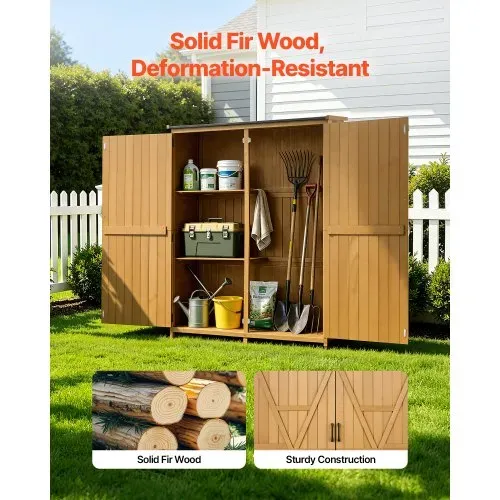 VEVOR Gartenschrank Holz, Geräteschrank mit Abschließbaren Türen & Schrägdach, Gerätehaus inkl. Regalböden & Boden, Geräteschuppen, Werkzeugschrank für Terrasse, Garten, Rasen, 121x43x162,5 cm VEVOR Gartenschrank Holz, Geräteschrank mit Abschließbaren Türen & Schrägdach, Gerätehaus inkl. Regalböden & Boden, Geräteschuppen, Werkzeugschrank für Terrasse, Garten, Rasen, 121x43x162,5 cm