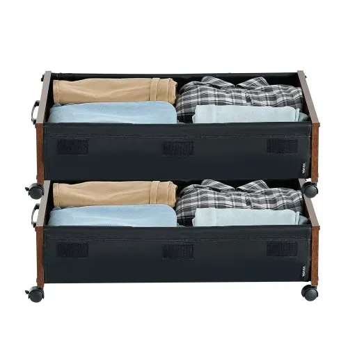 VEVOR Unterbettkommode Unterbettaufbewahrungstasche 2 Stk. rollbar (650 x 460 x 180 mm) Unterbettbehälter mit feststellbaren Rädern, mobile Aufbewahrungsbox für Kleidung Schuhe Schlafzimmer – Bild 9