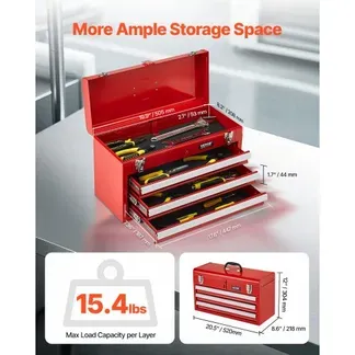 VEVOR Werkzeugkiste 520 x 218 x 304 mm, Werkzeugkasten mit 3 Schubladen, Werkzeugkoffer mit EVA-Einlagen, kugelgelagerten Schubladenverriegelungen & Pulverbeschichtung, Werkzeug-Organizer, rot VEVOR Werkzeugkiste 520 x 218 x 304 mm, Werkzeugkasten mit 3 Schubladen, Werkzeugkoffer mit EVA-Einlagen, kugelgelagerten Schubladenverriegelungen & Pulverbeschichtung, Werkzeug-Organizer, rot