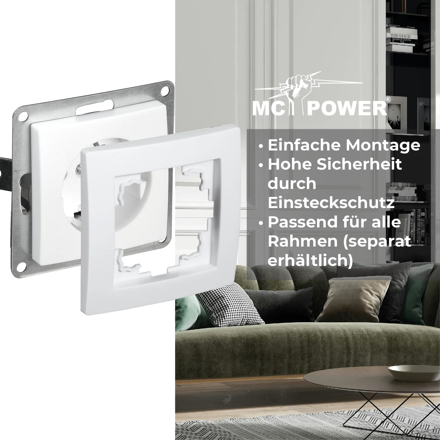 Schutzkontakt-Steckdose McPower ''Flair'', 250V~/16A, UP, Steckanschluss, weiß – Bild 4