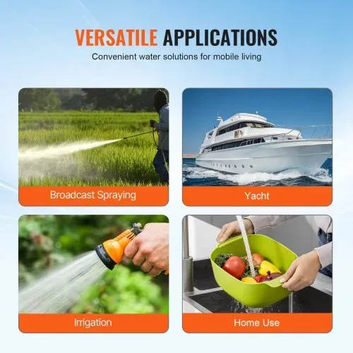 VEVOR 12-V-Membranpumpe, 18,93 L/min, 5-Kammer-DC-Wasserpumpe mit automatischem Druckschalter 40–100 PSI einstellbar, 70 PSI, 1/2 Zoll MNPT-Anschluss, für Wohnmobil, Yacht, Imbisswagen, Camper, Marine – Bild 5