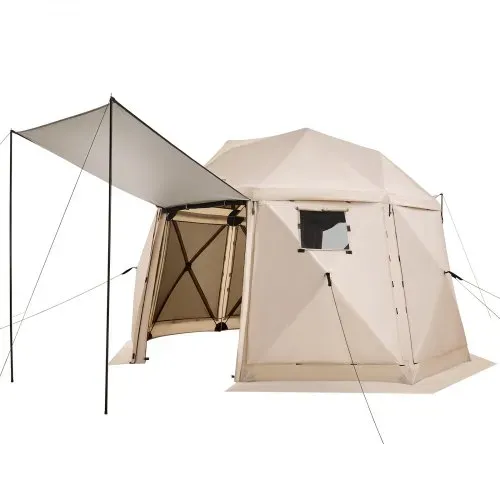 VEVOR Pop-up-Pavillon 3,6 x 3,6 m, 13-seitiges, kugelförmiges Campingzelt mit abnehmbarem Dach & Tragetasche, 360°-Belüftung Sonnenschutz, Partyzelt für 8–10 Personen, Beige – Bild 10