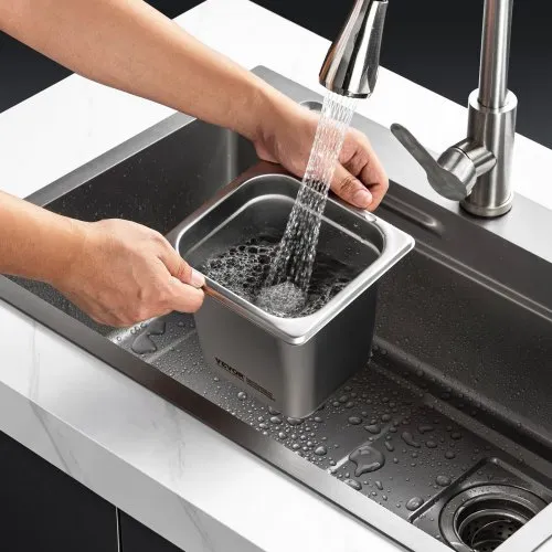 VEVOR Gastronormbehälter, Edelstahl Behälter 6 Stk. 1/6 Größe 178 x 168 x 160 mm Speisebehälter, kommerzieller Dampfpfanne Warmhaltebehälter für Speisen, Torten, Hotelpfanne Tisch Food Pan Buffet – Bild 7