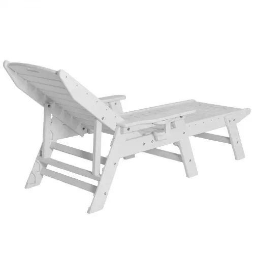 VEVOR Sonnenliege, 181kg Tragkraft, HDPE Gartenliege, Strandliege mit 6-fach verstellbarer Rückenlehne, Armlehne, Getränkehalter, Balkonliege, Terrassenliege für Pool, Terrasse, Patio, Rasen, Weiß – Bild 10