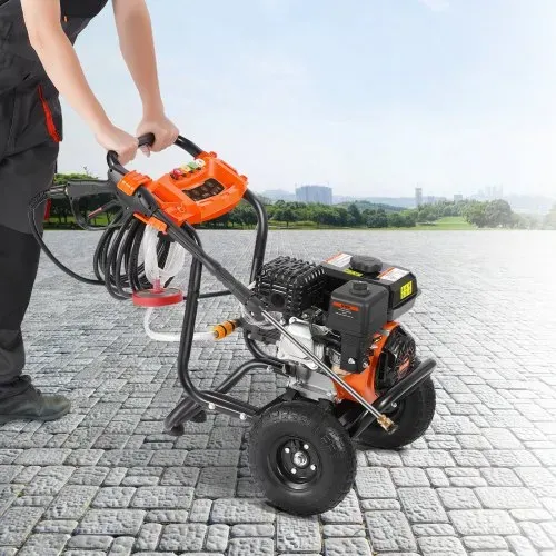 VEVOR Benzin-Hochdruckreiniger, 3500 PSI 10 L/min, 2,6 GPM Terrassenreinger mit Aluminiumpumpe, Hochdruckpistole & Verlängerungsstab, 5-Düsen-Set, für Autos, Zäune, Häuser, Einfahrten, Terrassen – Bild 7