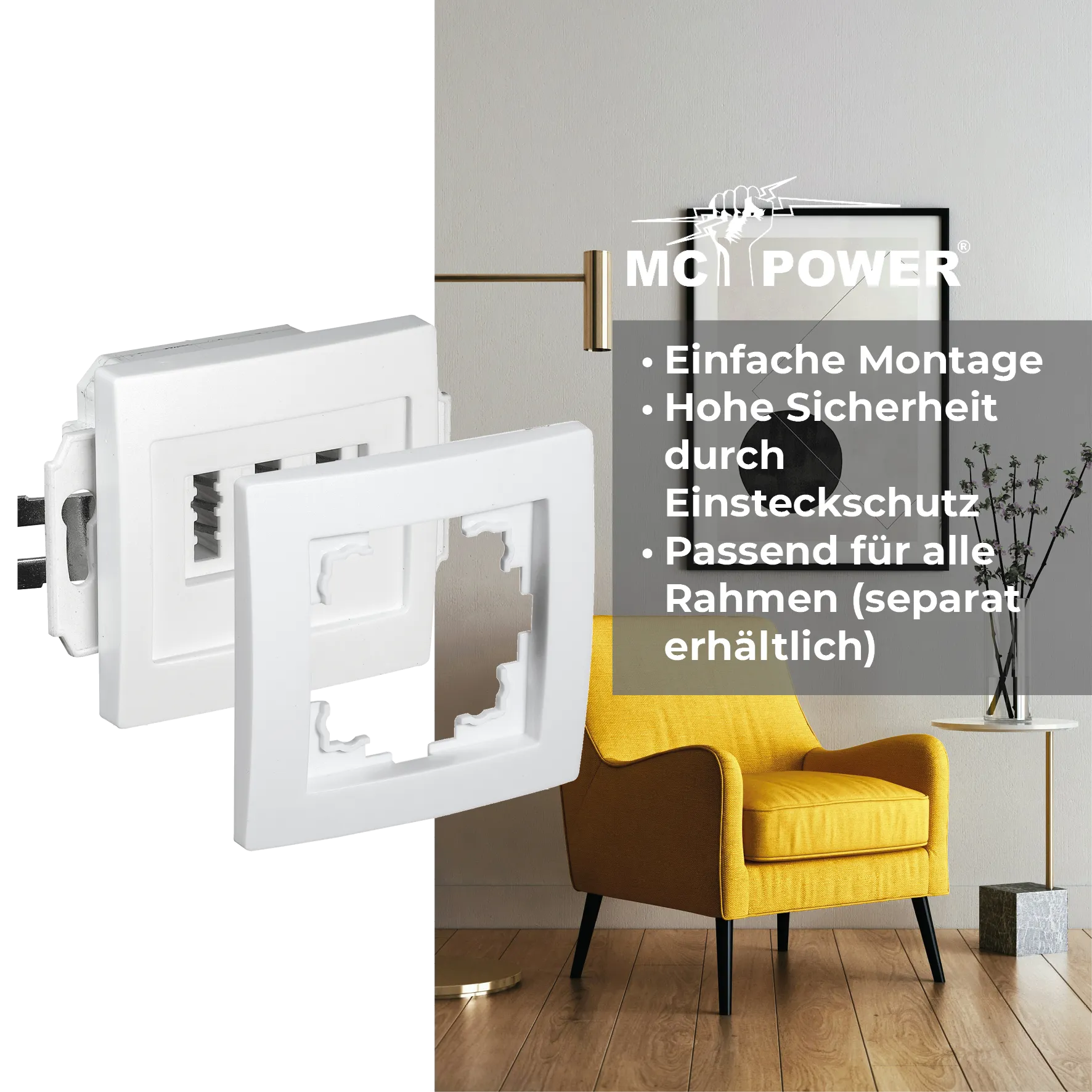 TAE-NFN-Anschlussdose McPower ''Flair'' UP, weiß, 3x 6-polig – Bild 4