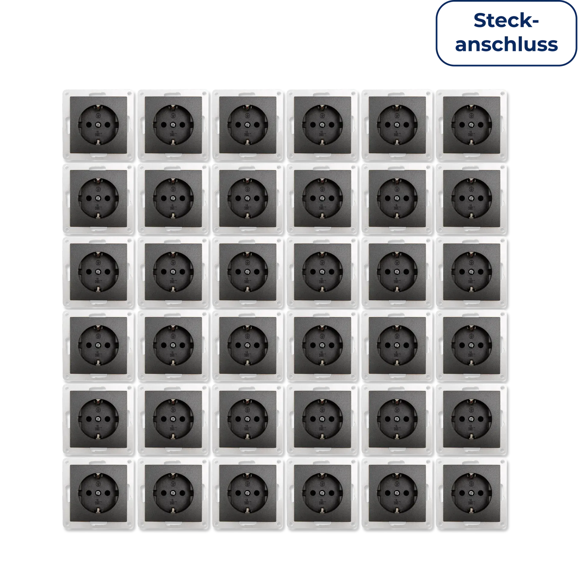 Schutzkontakt-Steckdose McPower “Flair“ 250V~/16A, UP, Steckanschluss, 36er-Pack Schutzkontakt-Steckdose McPower “Flair“ 250V~/16A, UP, Steckanschluss, 36er-Pack