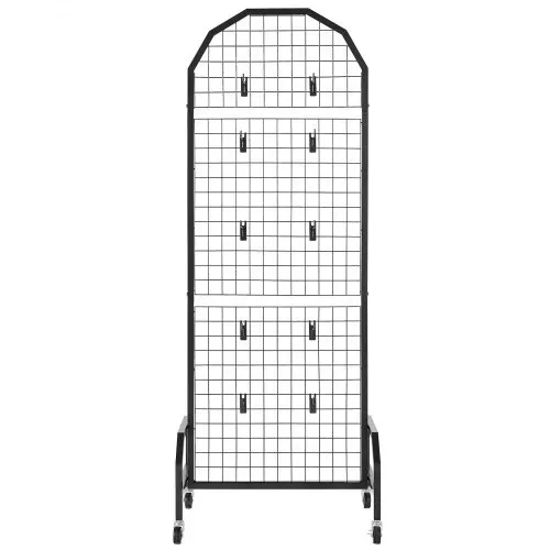 VEVOR Gitterwandpaneele Gitterwand 60 x 164 cm 2 Stk. rollbarer Präsentationsständer mit 20 Haken, Präsentationsregale aus Karbonstahl, Kunstausstellungsregal für Dekoration Lagerung, schwarz – Bild 10