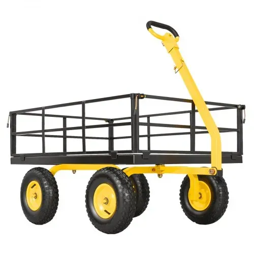 VEVOR Bollerwagen 544,31 kg, Transportwagen, Gartenwagen, Gerätewagen, 2-in-1-Handwagen mit All-Terrain-Reifen, abnehmbaren Seitenteilen aus Netzmaterial & um 180° drehbarem Griff, Gelb/Schwarz – Bild 8