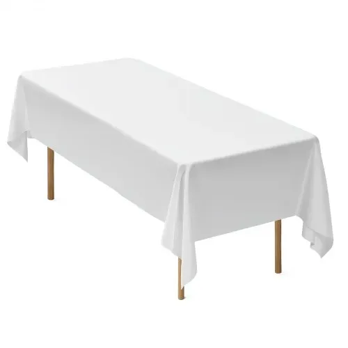 VEVOR 10 x Tischdecke Tischwäsche 1524x2591 mm, wiederverwendbarer Tischdeckenschutz, maschinenwaschbares Tischtuch aus Polyestergewebe für Partys Hochzeiten Bankette formelle Veranstaltungen, Weiß – Bild 10