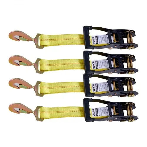 VEVOR Radspanngurt Befestigungsgurt (50,8 x 2438,4 mm) mit Federhaken & 4540 kg Zugfestigkeit & 1512 kg Tragfähigkeit, Motorrad-Spannsystem Radsicherungsgurt Reifengurt für SUVs Anhänger Gelb – Bild 8