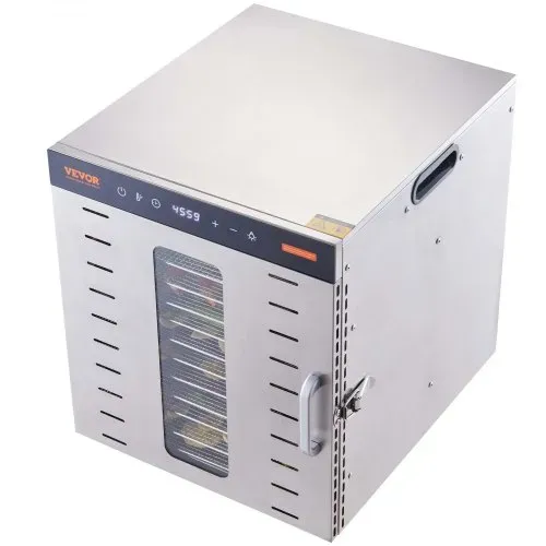 VEVOR 1000 W Dörrautomat Edelstahl, 377 x 285 mm 10 Stk. Tabletts 360° Trocken, Dörrgerät, Temperaturregelung, 0,5 bis 48-Stunden-Timer, Überhitzungsschutz, Rezeptheft für Fleisch Obst Gemüse – Bild 10