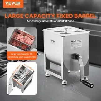 VEVOR manueller Gastro Fleischmischer 10 L Fleischverarbeitungsgerät (maximales Mischen von 6,8 kg Fleisch), Fleischmischer aus Edelstahl, Wurstmischer mit Deckel und Griff, Handmixer für Hackfleisch VEVOR manueller Gastro Fleischmischer 10 L Fleischverarbeitungsgerät (maximales Mischen von 6,8 kg Fleisch), Fleischmischer aus Edelstahl, Wurstmischer mit Deckel und Griff, Handmixer für Hackfleisch