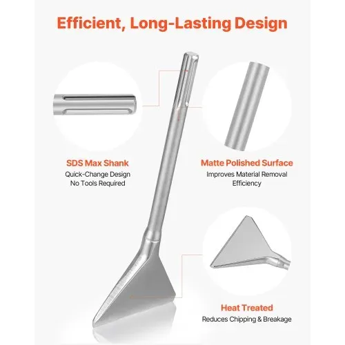 VEVOR SDS-Max Breitmeißel, 35x15 cm Spatmeißel mit SDS-Max-Schaft, Kompatibel mit Bohrhämmern, Wärmebehandelter 40Cr-Legierungsstahl, zum Entfernen von Laminatböden, Fliesen & Mörtel – Bild 5