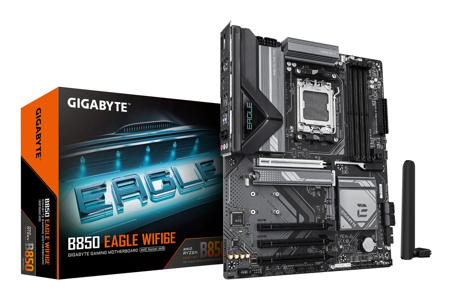 GIGABYTE B850 EAGLE WIFI6E Motherboard – AMD Ryzen 9000 Serie CPUs, 8+2+2 Phasen digitales VRM, bis zu 8200MHz DDR5 (OC), 1xPCIe 5.0 + 2xPCIe 4.0 M.2, GbE LAN, WIFI 6E, USB 3.2 Gen 2 GIGABYTE B850 EAGLE WIFI6E Motherboard – AMD Ryzen 9000 Serie CPUs, 8+2+2 Phasen digitales VRM, bis zu 8200MHz DDR5 (OC), 1xPCIe 5.0 + 2xPCIe 4.0 M.2, GbE LAN, WIFI 6E, USB 3.2 Gen 2