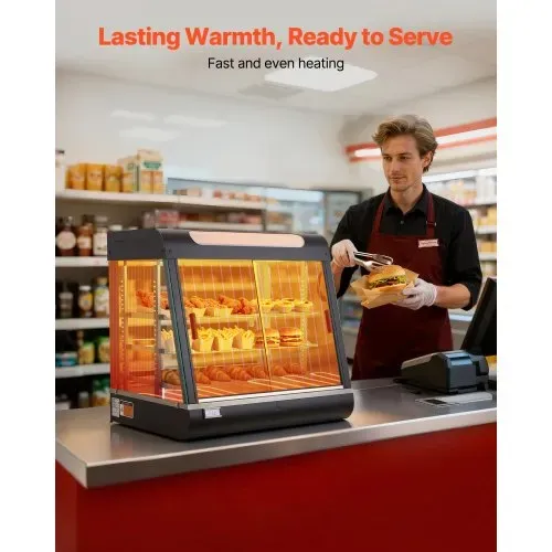 VEVOR 3-stöckige Wärmetheke 100 L, Warmhaltevitrine 1200 W, Warmhaltetheke 30–85 °C, Speisenwärmer mit LED-Beleuchtung & Verstellbaren Ablagen, Speisevitrine für Hamburger Pizza Brot Brathähnchen VEVOR 3-stöckige Wärmetheke 100 L, Warmhaltevitrine 1200 W, Warmhaltetheke 30–85 °C, Speisenwärmer mit LED-Beleuchtung & Verstellbaren Ablagen, Speisevitrine für Hamburger Pizza Brot Brathähnchen