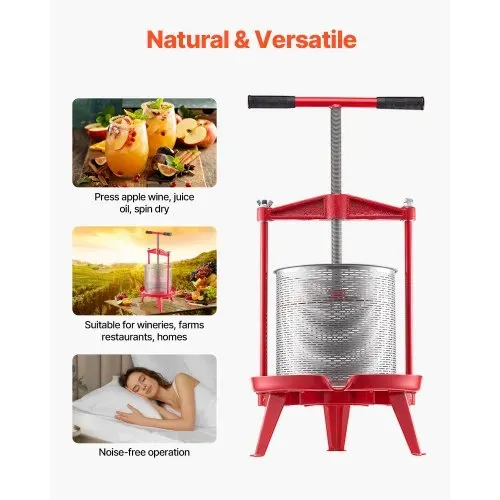 VEVOR Obstweinpresse Obstmühle Apfelmühle (14 L), Edelstahlkorb mit dreieckiger Struktur, manueller Entsafter, manuelles Mahlwerk, Apfelweinpresse Traubenpresse mit T-Griff für Küche Zuhause – Bild 5