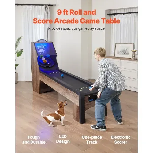 VEVOR 9 Fuß Roll und Score klassischer Arcade-Spieltisch, Indoor-Spielset mit elektronischer LED-Punkteanzeige, automatischer Ballrückgabe für Hausparty 4 Bälle enthalten VEVOR 9 Fuß Roll und Score klassischer Arcade-Spieltisch, Indoor-Spielset mit elektronischer LED-Punkteanzeige, automatischer Ballrückgabe für Hausparty 4 Bälle enthalten