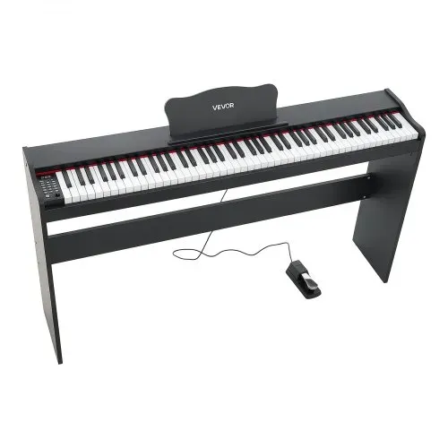 VEVOR Digitalpiano 88 Halbgewichtete Tasten mit HiFi-Lautsprechern Schwarz, E-Piano Ideal für Anfänger, mit 600 Klängen, 600 Rhythmen, USB, MIDI, Standard-3,5-mm-Kopfhörerbuchse, Notenhalter und Pedal – Bild 10