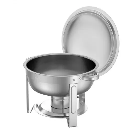 VEVOR Chafing Dish Buffet Speisenwärmer mit 2 Behältern in voller Größe (4,7 L pro), runder Catering-Wärmespender mit Deckel & Brennstoffhalter & Wasserpfanne, für Hochzeiten Partys Silber – Bild 9