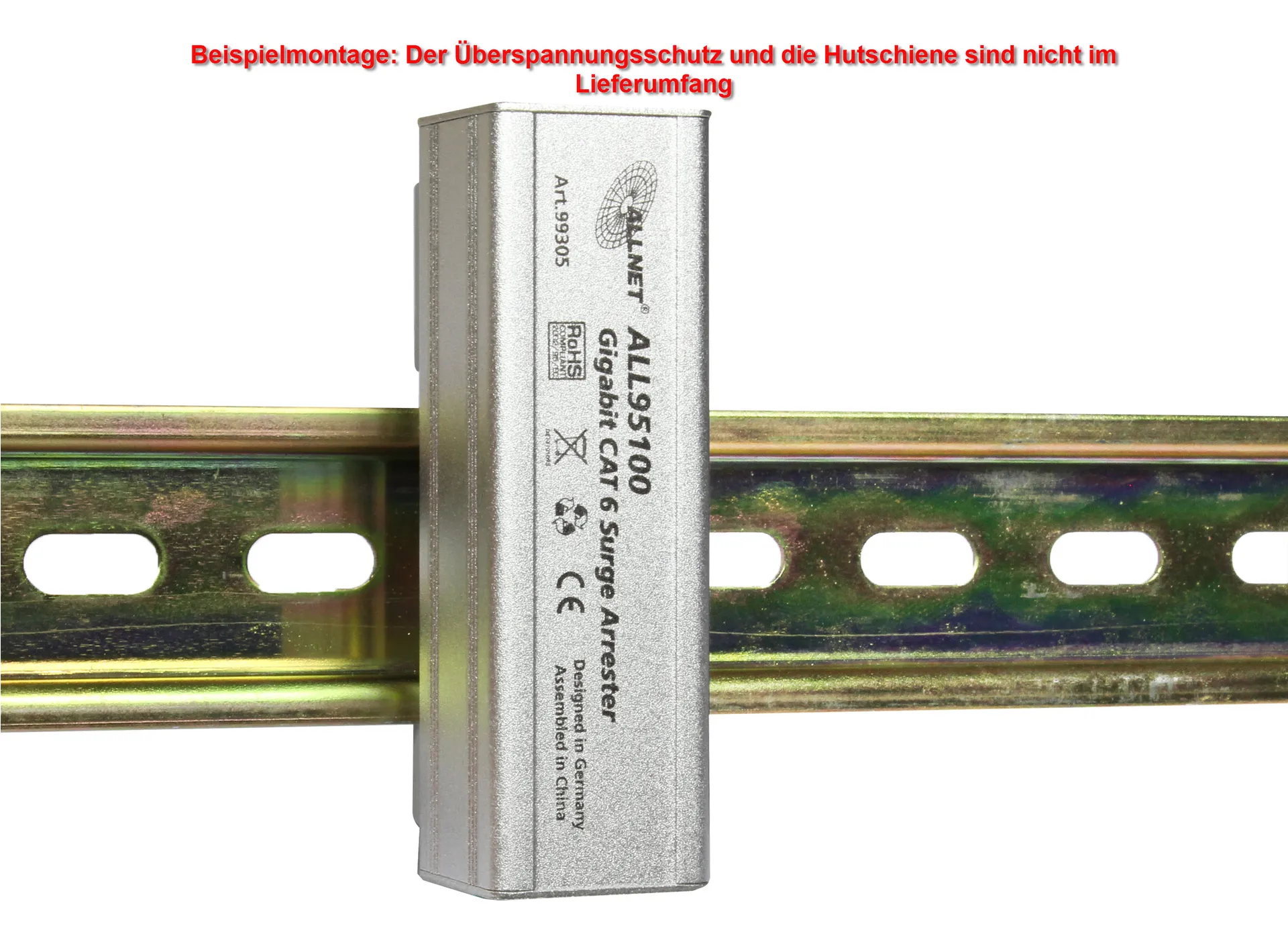 ALLNET TP Cat 6 Überspannungs-/Blitzschutz zbh. für ALL95100 Hutschiene Montageklammer – Bild 2