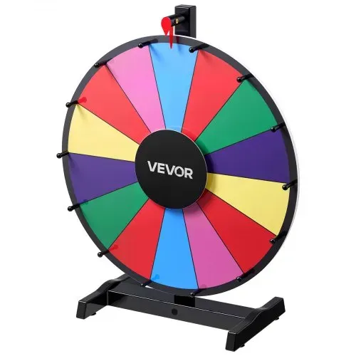 VEVOR Glücksrad Drehrad (457 mm) 14 Slots Glücksrad mit Ständer, Lotteriespiele Gewinn-Roulette mit Tafelschwamm und 2 Markern, 6 Farben, Spinning Prize Wheel ideal für Party Kneipe Messe – Bild 8