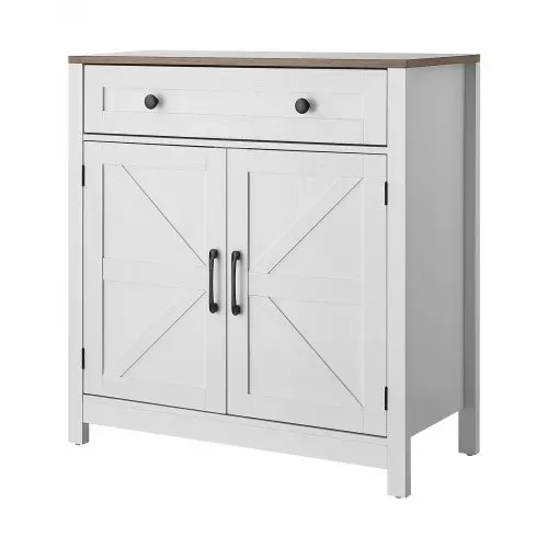 VEVOR Sideboard Küchenschrank mit Schubladen, Buffetschrank Landhaus-Stil für Wohnzimmer Eingangsbereich Küche, Aufbewahrungsschrank 75 x 37,5 x 80 cm Küchenbuffet Buffetschrank Weiß + Braun – Bild 8