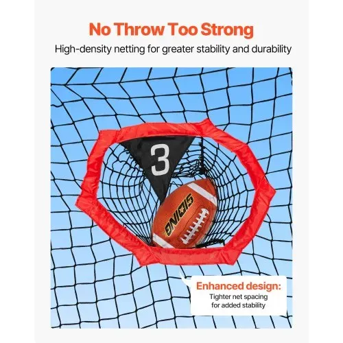 VEVOR Fußballtrainer Wurfnetz Übungsnetz (2170 x 1255 x 2230 mm) mit 5 Zieltaschen & tragbarer Aufbewahrungstasche & Bogenrahmen, Training für die Passgenauigkeit des Quarterbacks, rot – Bild 4