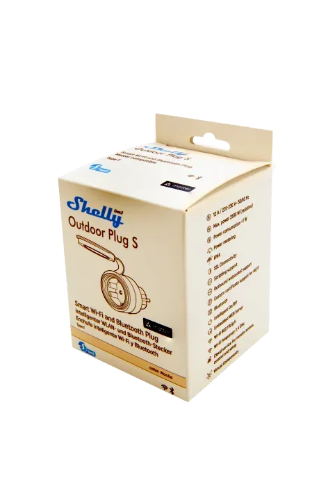 Shelly · Plug & Play "Outdoor Plug S Gen3" · Zwischenstecker für draußen · 12A · Messfunktion · WLAN · Matter · BT – Bild 8
