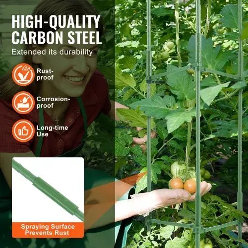 VEVOR 4er-Pack Tomatenkäfige für den Garten, 63 Zoll Tomaten-Spalier-Pflanzenpfahl-Unterstützung, stapelbarer hoher Pflanzenstützkäfig, für Hochbeete, Gemüse, Blumen und Kletterpflanzen – Bild 2