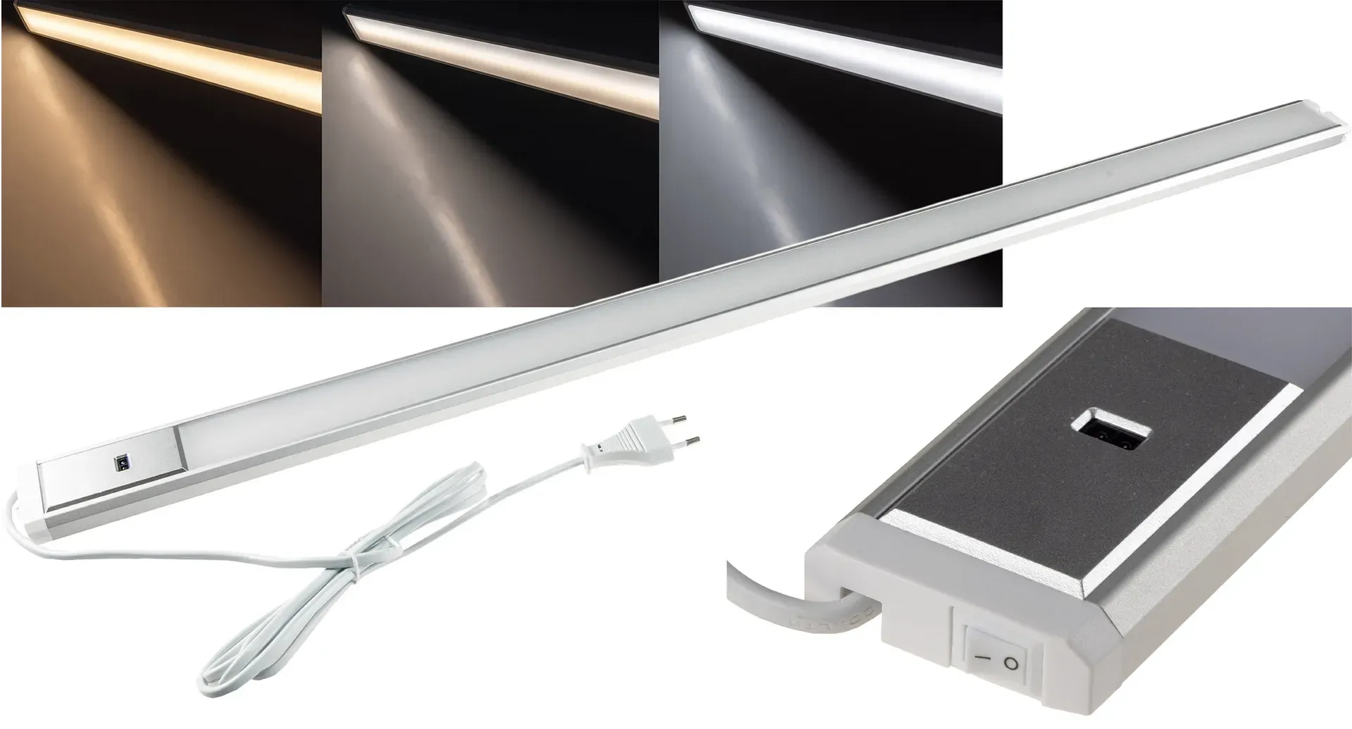 LED Unterbauleuchte „Comprido 900 CCT“ 230V, 90cm, IR-Sensor, 3000k – 6500k LED Unterbauleuchte „Comprido 900 CCT“ 230V, 90cm, IR-Sensor, 3000k – 6500k