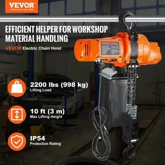 VEVOR Elektrischer Kettenzug, 998 kg Tragkraft, 3 m Hubhöhe, Seilhebezug, einphasige elektrische Seilwinde mit G80-Kette, 3 m Kabelfernbedienung, Ideal für Garagen, Geschäfte, Hotels VEVOR Elektrischer Kettenzug, 998 kg Tragkraft, 3 m Hubhöhe, Seilhebezug, einphasige elektrische Seilwinde mit G80-Kette, 3 m Kabelfernbedienung, Ideal für Garagen, Geschäfte, Hotels